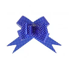 Бант-бабочка с принтом Горошек, 3 см, синий БЛ-6498