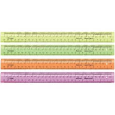 Линейка закройщика 30см Стамм, флуоресцентная прозрачная, 4цв. Стамм 001534