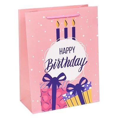 Dream cards Пакет подарочный с мат. лам. Подарки и свечи на день рождения 26х32х12 см, 210 г ППК-1894 462-0-129-71894-3