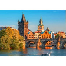 Холст с красками 22х30 см по номерам  (16цв.) Карлов мост летним вечером (Арт. Х-3989)