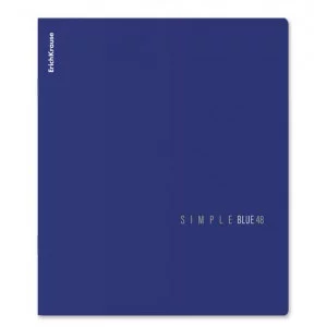 Тетрадь общая ученическая ErichKrause Simple Color синий 48 листов клетка ламинация soft-touch+выборочный УФ-лак, 1шт 65237