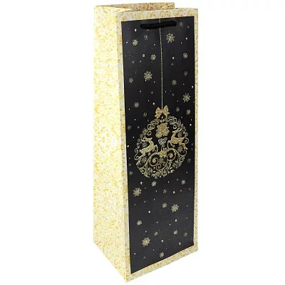 Dream cards Пакет подарочный с мат.лам. и глиттер. 12х35х9см (Bottle) Новогодний шар, 210 г ПКП-6752