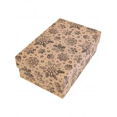 Одинарная прямоугольная KRAFT коробка Снежинки 19 х 12 7,5 см КОР-2107