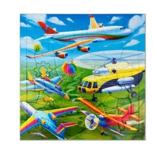 Пазл фигурный на подложке+Дополненная реальность 80 деталей. Самолёты. 30х30,5 см ГЕОДОМ