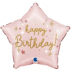 Шар (18\'\'/46 см) Звезда, С Днем Рождения, Розовый, 1 шт. G78196