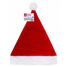 Шапка новогодняя 30х40 см, красная с белым плюшем, ЗОЛОТАЯ СКАЗКА, 592008