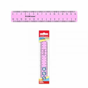 Линейка пластиковая ErichKrause Pastel, 15см, розовый 49535