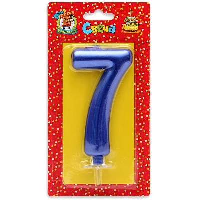 Свеча для торта Синий металлик (большая) Цифра 7 С-1849 466-5-305-41849-1