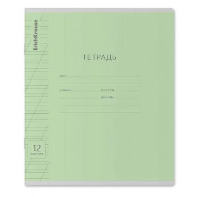 Тетрадь школьная ученическая ErichKrause Классика Visio зеленая 12 листов косая линейка 46467