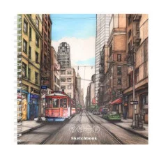 Скетчбук 40л. ГОРОДСКОЙ ПРОСПЕКТ 40-0312 греб. сбокуобл. мел. кар бл-крафт мат.лвыб.л 190х190мм