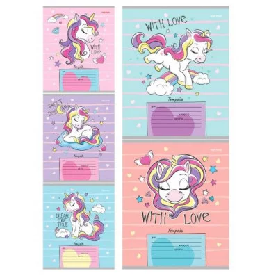 Тетрадь КЛЕТКА 18л. МИЛЫЕ ЕДИНОРОГИ-2 (Т18-3843) цвет.мелов.обл.хол.фольга,твин-лак, Т18-3843