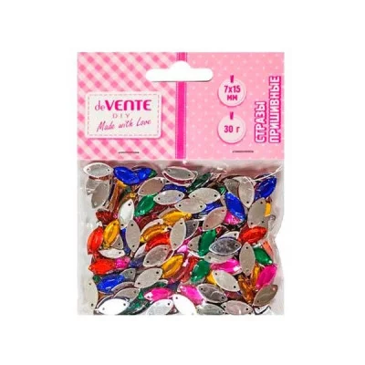 Стразы пришивные "Лодочка" 7*15мм ассорти пакет е/п DEVENTE 8002391 858359