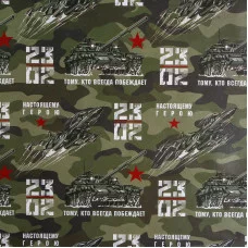 Бумага упаковочная глянцевая «Хаки 23 февраля», 70 × 100 см 5351684