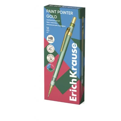 Карандаш механический ErichKrause Paint Pointer Gold 0.5 мм, с ластиком, НВ 62780