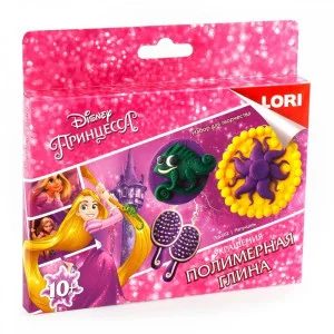 Набор для изготовления игрушки из  полимерной глины Lori, картонная упаковка, Disney. Украшения "Рапунцель" Пгд-002