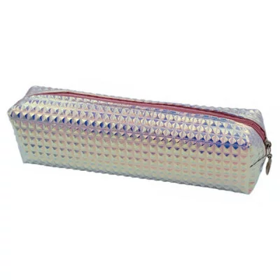 Пенал-тубус МС-4637:из синтетического материала,объём.квадратики,голография-хамелеон,на молнии, /асс МС-4637