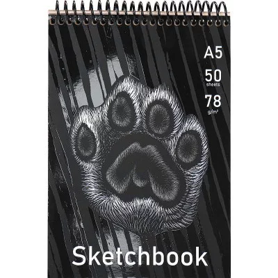 Скетчбук А5 Лапа (жест подложка, на спирали, 50л, крафт блок) С50-4388