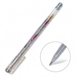 Ручка гелевая Crown "Glitter Metal Jell" серебряная 1.0мм/- MTJ-500GLS(D) 027677