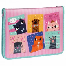 Папка для труда 1 отделение, А4, ArtSpace "Cat power", 325*230*25мм, пластик, молния вокруг, откид. планка 348238