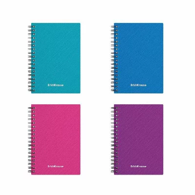 Тетрадь общая с пластиковой обложкой на спирали ErichKrause Glance Vivid, ассорти, А6, 80 листов, клетка 53143