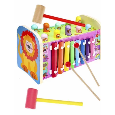 Деревянная игрушка. Стучалка "МУЗЫКАЛЬНАЯ" с металлофоном (2 молоточка)(в коробке) (Арт. ИД-6412) ИД-6412