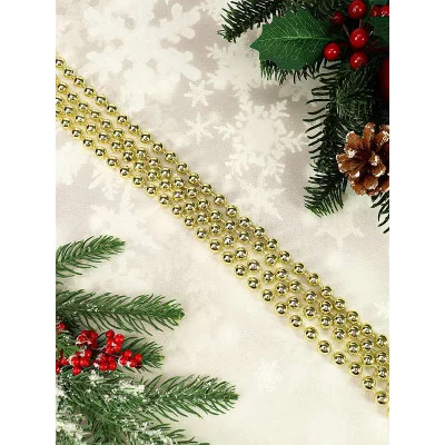 Бусы на ёлку Яркий праздник d 1 см длина 1,8 м золотистые НУ-0057