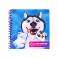Скетчбуки А6+ для карандаш зарис Хаски (спираль слева, гл лам,мяг.обл,жест подл,64л,60г) С64-5279