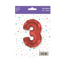 Шар (40\'\'/102 см) Цифра, 3, Красный, 1 шт. в уп. B901763R