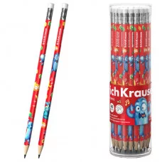 Чернографитный карандаш ErichKrause Jolly Friends, трехгранный, с ластиком, HB 62759