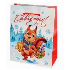 Пакет подарочный с глянц.ламин. 11,5х14,5х6 см (S) Белочка 157г ППК-2271