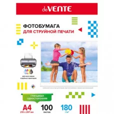 Бумага для фото А4 180г/м2 100л односторонняя глянцевая DEVENTE 2042901 351928