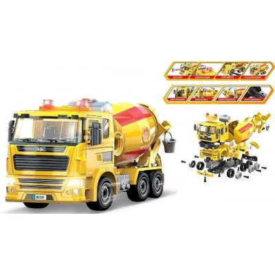 Конструктор Спецмашина.Бетоновоз (свет,звук) в коробке 1391