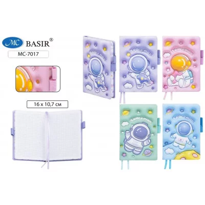 Блокнот КОСМОНАВТ 2 резинки для ручки цветная обложка с рисунком ассорти МС-7017/144/