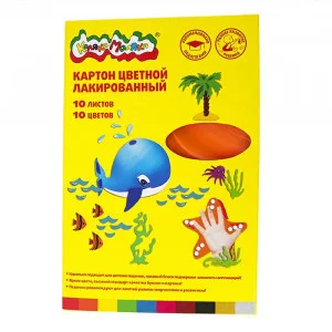 Картон цв. лакиров. 10 л. А4 Каляка-Маляка в папке 176211