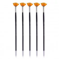 Кисть художественная синтетика № 6 веерная, удлиненная деревянная ручка с многослойным лакокрасочным покрытием, никелированная обойма, индивидуальная маркировка 8073023