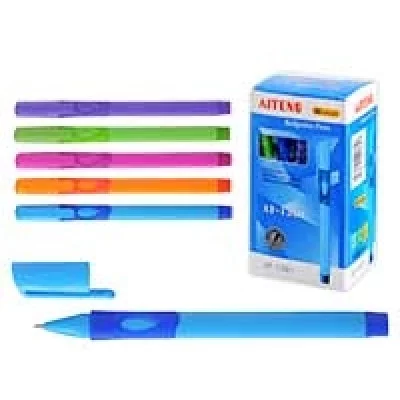 Ручка АТ-1361 L шариковая, СИНЯЯ, для Левшей, пулев.пиш.уз.0.7мм, корпус пласт.цветной, с рез.