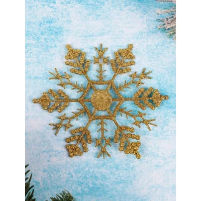 Набор золотых новогодних снежинок 16 см 3 шт НУ-4993