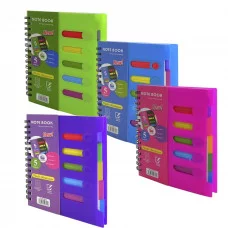 Тетрадь 120л., А5, клетка, Alingar "Colledge ruled", гребень, пластиковая обложка с информ окнами, цветные пластиковые разделители, ассорти 4 цвета AL10560