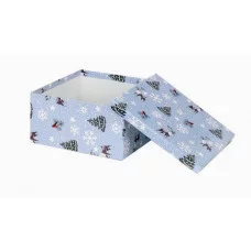 Коробка квадратная одинарная Зима в лесу 19,5х19,5х11 КОР-7856