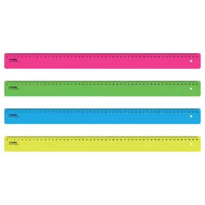 Линейка 50см СТАММ, пластиковая, непрозрачная, неоновые цвета, ассорти 366449