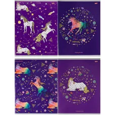 TM"Profit"Тетрадь КЛЕТКА 96л. ЕДИНОРОГИ И СОЗВЕЗДИЯ (Т96-4105)  (обл. - мелов.картон) ПП-00185034