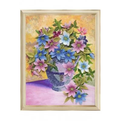 Мозаика из пайеток на холсте Клематисы Волшебная мастерская 48431