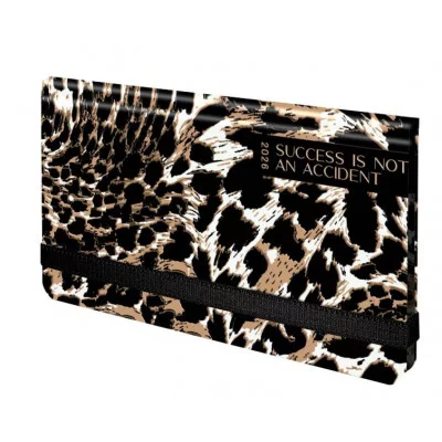 Еженедельник датированный 2026 с резинкой 171х93 мм, BRAUBERG, твердый, УФ-ЛАК, 64 л., "Леопард", 117356