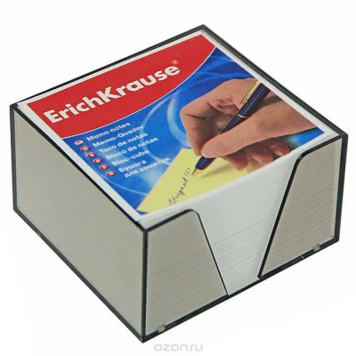 Бумага для заметок ErichKrause, 90x90x50 мм, белый, в пластиковой подставке 2716