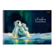 Альбом для рисования А4 40л. СЕМЬЯ МИШЕК (40-2191) цвет.спир.1 диз в спайке,офсет 40-2191