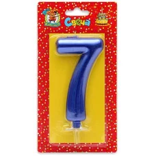 Свеча для торта Синий металлик (большая) Цифра 7 С-1849 466-5-305-41849-1