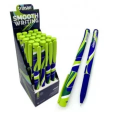 Ручка масляная VINSON CS-50/CF-60 (син) 0,7мм FASHION "Зеленые линии" игольчатый стержень, корпус матовый, в к/кор №A2 (20/800/2400)   317763