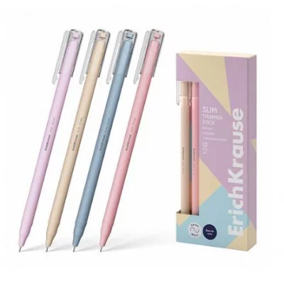 Ручка шариковая ErichKrause Slim Stick Tiramisu 0.7, цвет чернил синий 1шт 61045