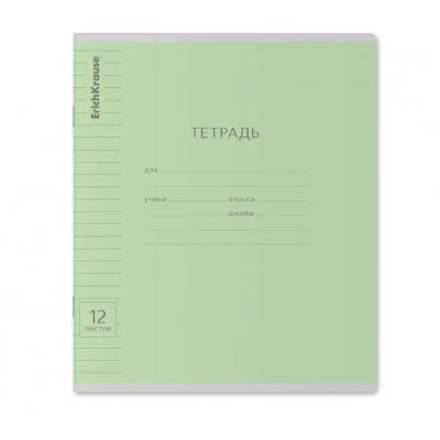 Тетрадь школьная ученическая ErichKrause Классика Visio зеленая 12 листов линейка 40004
