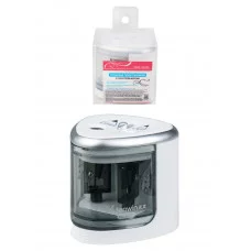 Точилка электрическая 2 отверстия(ТК-3548) с контейнером, серебристо-белый ТК-3548